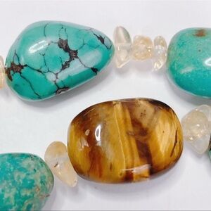 Genuine Turquoise, citrine and tigers eye on 925 signed Jay King necklace